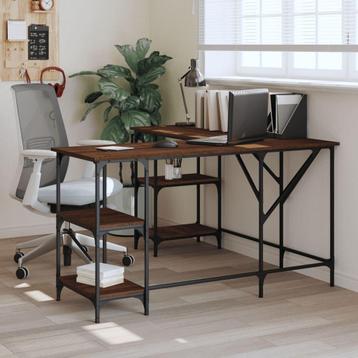 vidaXL Bureau 139x139x75 cm bewerkt hout bruin eikenkleur, Huis en Inrichting, Bureaus, Verzenden, Nieuw