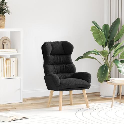 vidaXL Ligzetel Zwart Krullend Wolachtig Stof, Huis en Inrichting, Fauteuils, Nieuw, Verzenden