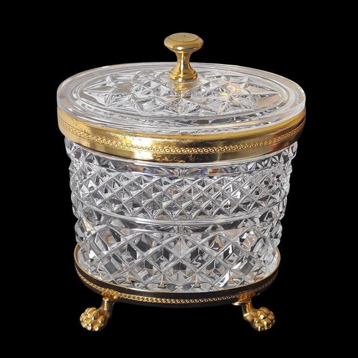 Sieradendoos - Cilindervormige glazen doos met Franse, Antiek en Kunst, Curiosa en Brocante