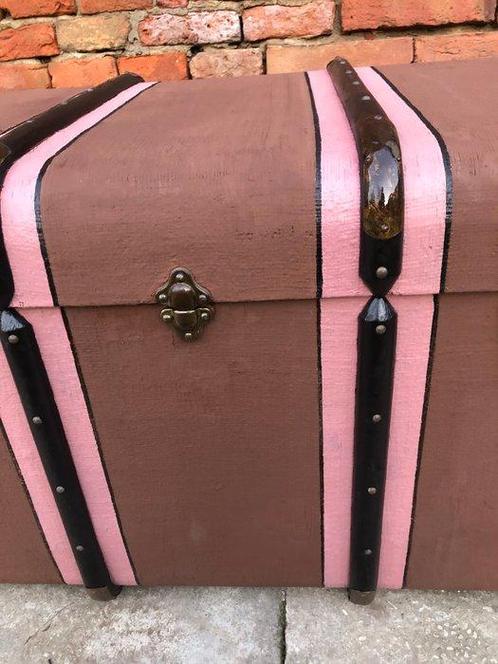 Coffre de rangement - Bois dur, Laiton - banc vintage chic, Antiek en Kunst, Curiosa en Brocante
