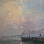 Erminio Cremp (1861-1916) - Marina di Palermo al tramonto, Antiek en Kunst, Kunst | Schilderijen | Klassiek