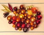 Kerstballen (41) - Glas - oranje - rood - goud, Nieuw
