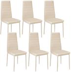 Eetkamerstoelen, kunstleer - beige, Set van 6, Huis en Inrichting, Stoelen, Verzenden, Nieuw