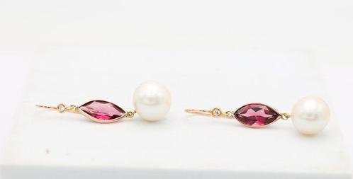Boucles doreilles - 18 carats Or rose Perle - Diamant, Handtassen en Accessoires, Oorbellen