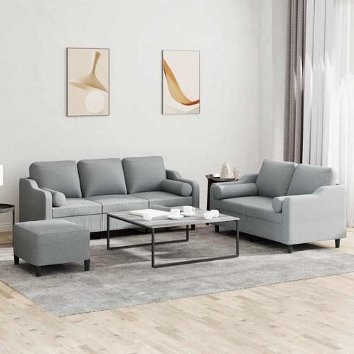 vidaXL 3-delige Loungeset met kussens stof lichtgrijs, Huis en Inrichting, Zetels | Zetels, Nieuw, Verzenden