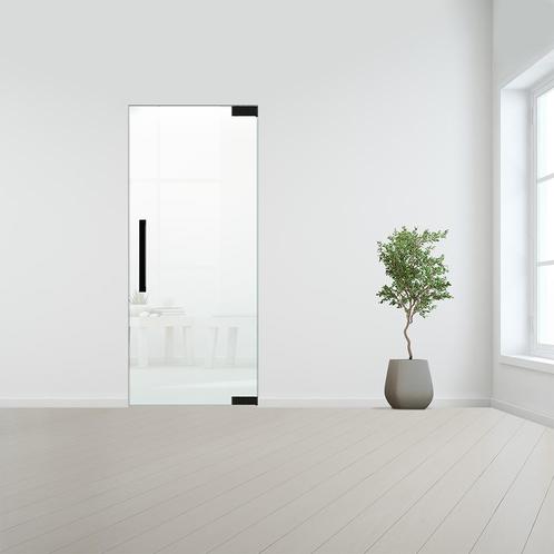 Glazen binnendeur zonder kozijn zwart beslag-Rechtsdraaiend-, Bricolage & Construction, Fenêtres & Moustiquaires, Envoi