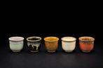 Chawan (5) - Aardewerk - Vijf guinomi sake bekers