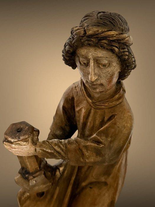 sculptuur, gotische engel / kandelaar - 44 cm - Hout, Antiek en Kunst, Antiek | Overige Antiek