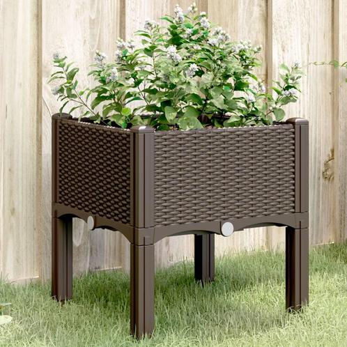 vidaXL JardiniÃ¨re avec pieds marron 40x40x42 cm PP, Tuin en Terras, Bloempotten, Verzenden