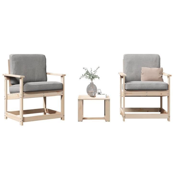 vidaXL 3-delige Loungeset massief grenenhout, Tuin en Terras, Tuinstoelen, Nieuw, Verzenden