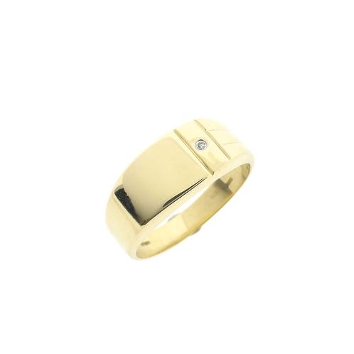 Gouden zegelring met diamant; 0,005 ct. | Heren (vintage), Handtassen en Accessoires, Ringen, Heer, Met edelsteen, Overige kleuren