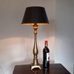 Tafellamp - Koper, Messing - + Bruine lederlook kap