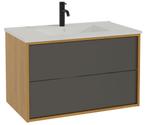 Badkamermeubel Gary 80cm - Zwart met Wit - Badmeubel, Huis en Inrichting, Badkamer | Badkamermeubels, Verzenden, Nieuw