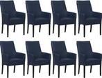 Set van 8 Blauwe leren landelijke eetkamerstoelen - Toledo, Huis en Inrichting, Stoelen, Nieuw, Vijf, Zes of meer stoelen, Landelijk