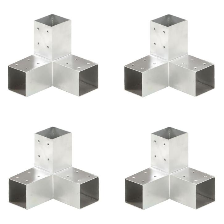 vidaXL Paalverbindingen 4 st Y-vorm 71x71 mm gegalvaniseerd, Tuin en Terras, Palen, Balken en Planken, Nieuw, Verzenden