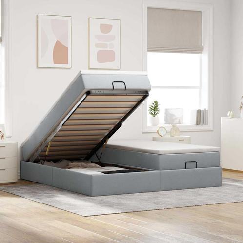 vidaXL Ottoman bed met matrassen 200x200cm stof lichtgrijs, Huis en Inrichting, Slaapkamer | Bedden, Nieuw, Verzenden