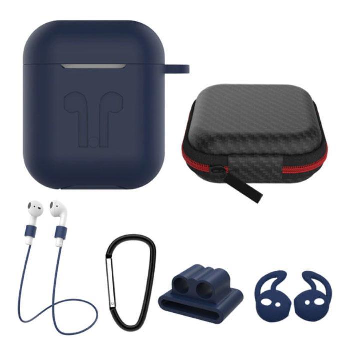 6 in 1 Kit voor AirPods 1 / 2 Blauw - Hoesje / Anti-Lost, Telecommunicatie, Mobiele telefoons | Hoesjes en Screenprotectors | Overige merken