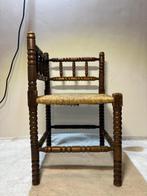 Stoel - Franse Bobbin Hoekstoel met Rieten Afwerking - Hout,, Antiek en Kunst