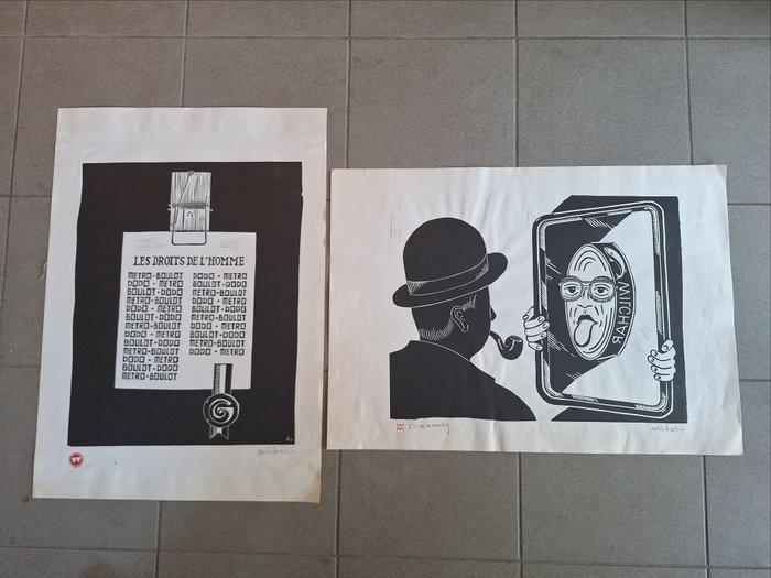 Wilchar (Willem Pauwels, 1910-2005) - 1: Boomerang 2: Les, Antiek en Kunst, Kunst | Tekeningen en Fotografie