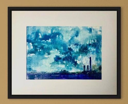 Eugene Eechaut - Magnifique aquarelle paysage ciel bleu, Antiquités & Art, Art | Peinture | Moderne