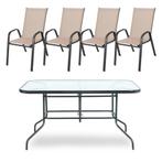 Beige Tuinset 140x80 | Tafel & Stoelen | Retour Deal 46%, Tuin en Terras, Verzenden, Nieuw, Tuinset, Overige materialen