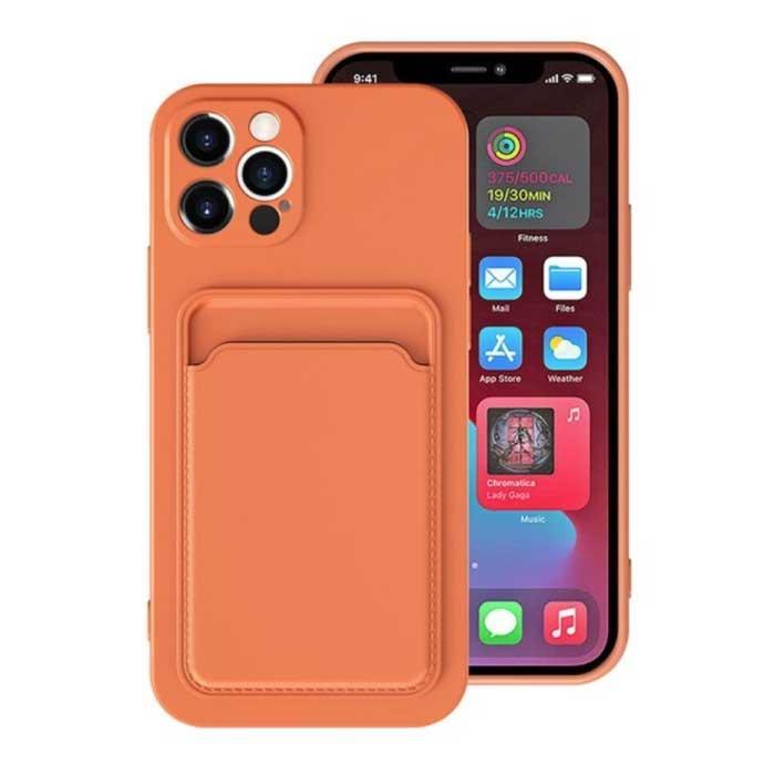 iPhone XR Kaarthouder Hoesje - Wallet Card Slot Cover Oranje, Telecommunicatie, Mobiele telefoons | Hoesjes en Screenprotectors | Apple iPhone