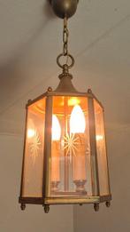 Kroonluchter - Franse Mid-Century Lantaarn Lamp - Glas,, Antiek en Kunst