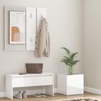 vidaXL Ensemble de meubles de couloir Blanc brillant, Maison & Meubles, Verzenden, Neuf