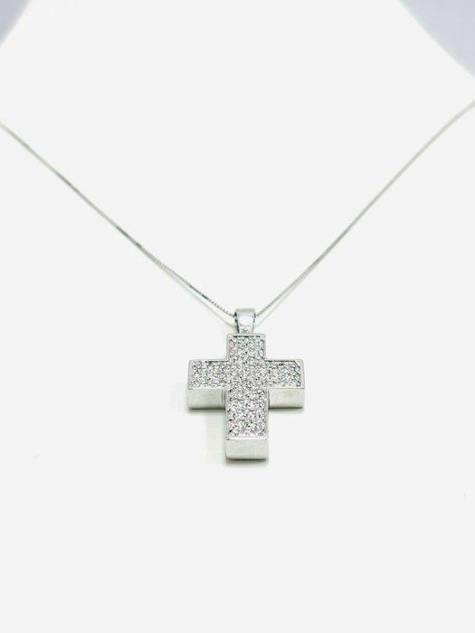 Ketting met hanger - 18 karaat Witgoud - 1.40ct. tw. Diamant, Handtassen en Accessoires, Antieke sieraden