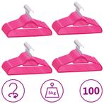 vidaXL 100-delige Kledinghangerset anti-slip fluweel roze, Huis en Inrichting, Kasten | Kleerkasten, Verzenden, Nieuw