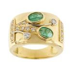 Statement ring - 18 karaat Geel goud Smaragd - Diamant