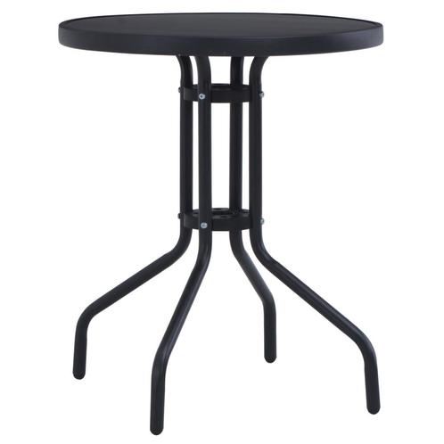 vidaXL Table de jardin Noir 80 cm Acier et verre, Tuin en Terras, Tuinsets en Loungesets, Verzenden