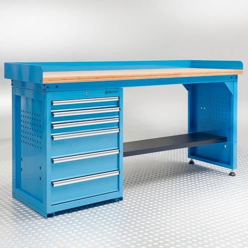 Datona Werkbank PRO - bamboe werkblad - 6 lades - 200 cm -, Doe-het-zelf en Bouw, Werkbanken, Ophalen of Verzenden