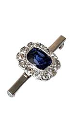 Broche - 18 carats Or jaune, Broche art déco en saphir et