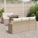 vidaXL Tuinbank Set met kussen 6 pcs Beige Poly rattan, Tuin en Terras, Verzenden, Nieuw