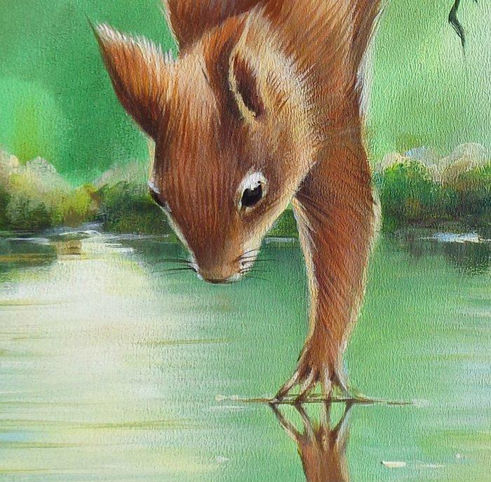 Gala - Squirrel animal painting Mirror, Antiek en Kunst, Kunst | Designobjecten