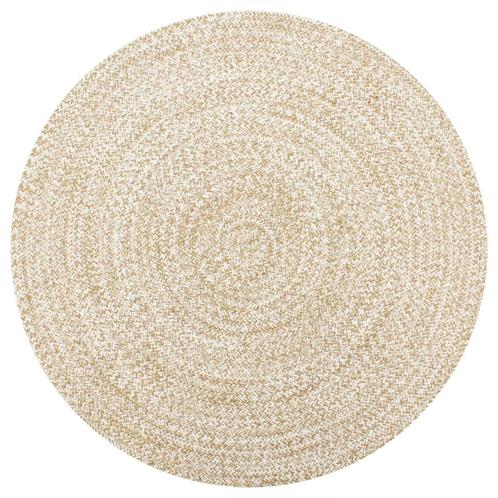 vidaXL Vloerkleed handgemaakt 90 cm jute wit en naturel, Huis en Inrichting, Stoffering | Tapijten en Vloerkleden, Nieuw, Verzenden