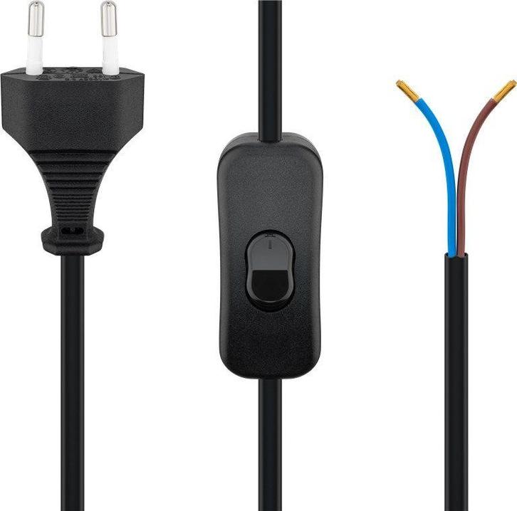 Goobay stroomkabel met schakelaar - type C - 1,5 meter, Doe-het-zelf en Bouw, Elektriciteit en Kabels, Verzenden