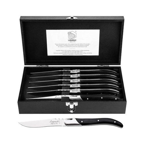 Laguiole - 6x Luxury Steak Knives - Black Ebony Wood - style, Antiek en Kunst, Antiek | Keukengerei