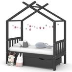 vidaXL Kinderbedframe met lade grenenhout donkergrijs 70x140, Kinderen en Baby's, Verzenden, Nieuw