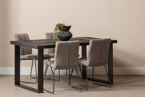 Mangohouten Eettafel Rechthoek Roy 280x100 cm Zwart (6cm), Huis en Inrichting, Tafels | Eettafels, Nieuw, Verzenden