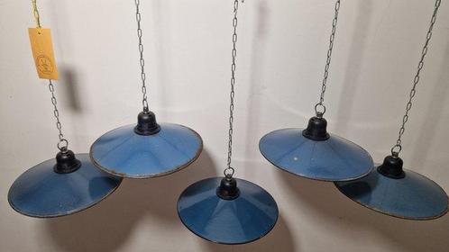 Plafondlamp - Emaille, Staal - Emaille lamp 5 stuks, Antiek en Kunst, Antiek | Wandborden en Tegels