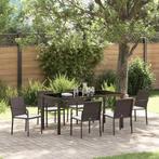 vidaXL Tuin Eettafel Set 7 pcs Bruin en Zwart PE Riet, Verzenden, Nieuw