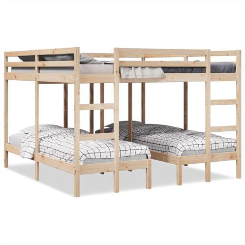 vidaXL Stapelbed 3-voudig massief grenenhout 140x200/70x140, Huis en Inrichting, Slaapkamer | Bedden, Nieuw, Verzenden