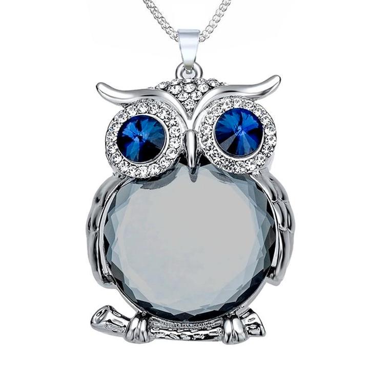 Fako Bijoux - Ketting - Uil - Spiegel XXL - Grijs, Handtassen en Accessoires, Kettingen, Verzenden