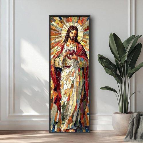 CARCANVAS_IT - Vertical Panoramic Jesus with world heart -, Antiek en Kunst, Antiek | Boeken en Manuscripten