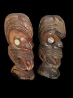 2x Figurine en bois Tiki - Buste - Serre-livres - Teko Teko, Antiek en Kunst