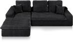 2dekans | Popsofa Lazy Hoekbank - Velvet Ribstof - 98 x 253, Ophalen of Verzenden