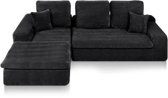 2dekans | Popsofa Lazy Hoekbank - Velvet Ribstof - 98 x 253, Jardin & Terrasse, Ensembles de jardin, Enlèvement ou Envoi