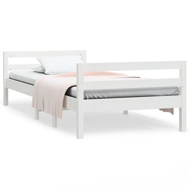 Sterk Grenen Bed | OP = OP | 55% Voordeel! (bedframe), Huis en Inrichting, Slaapkamer | Bedden, 90 cm, 190 cm of minder, Wit, Nieuw
